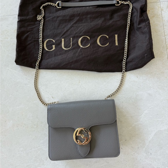 Gucci Gray Leather Shoulder Bag - Picture 1 of 3